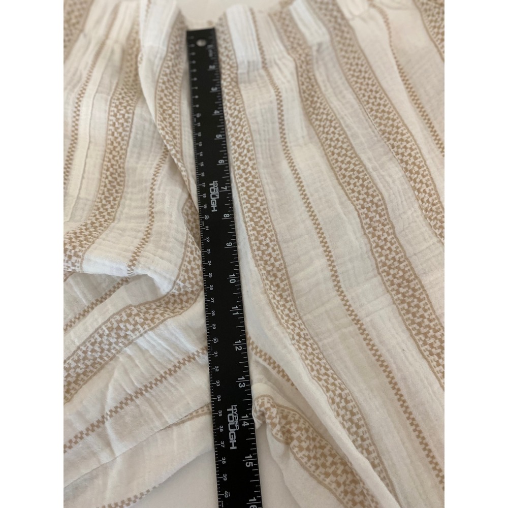 Coastal Comfort XL Cotton Gauze Striped Wide Leg Pants Cream Tan Elastic Waist - Picture 8 of 10